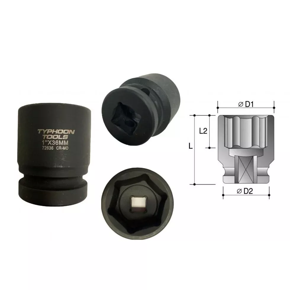 1" DR. x 19mm Standard Impact Socket. Cr Mo | | Typhoon | 72619