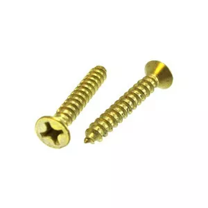 # 10 X 1" Brass Plated Flat Head Phillips Sheet Metal Screws (Pack of 12)