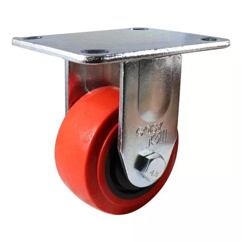 100mm Red Urethane Fixed Plate Castor - Shop Online
