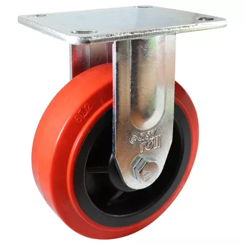 150mm Red Urethane Fixed Plate Castor - Trade Tools Au