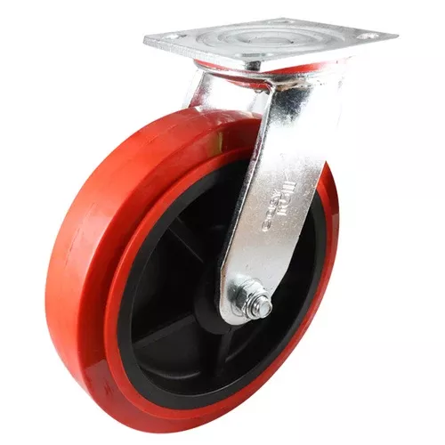 200mm Red Urethane Swivel Plate Castor | Shop Now