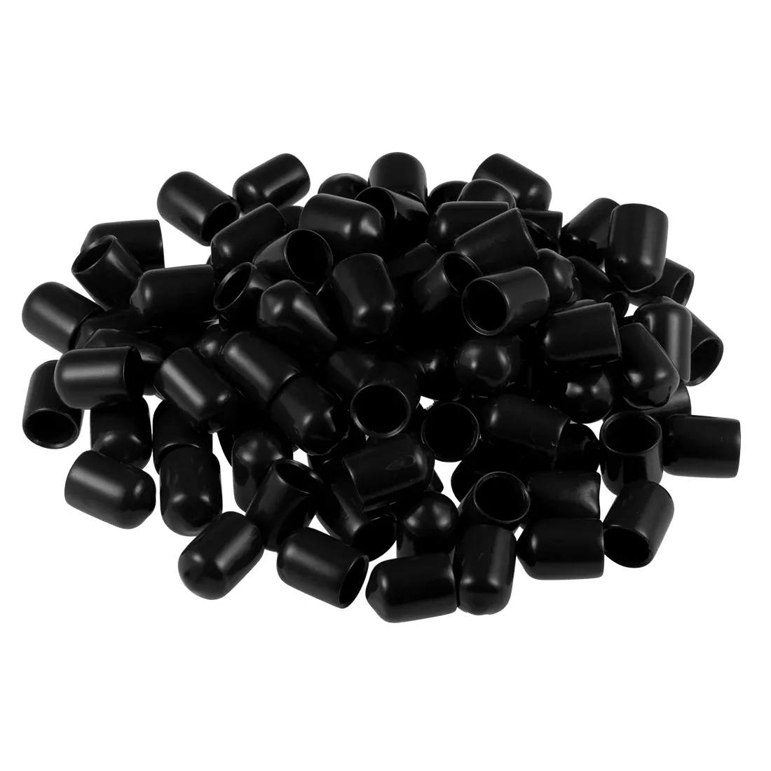 200pcs 9mm Round Black Vinyl End Cap Screw Thread Protector Rubber Caps