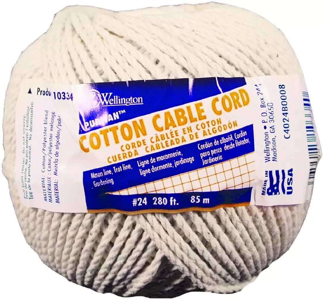 280 Ft L White Twisted Cotton Twine - Durable And Versatile