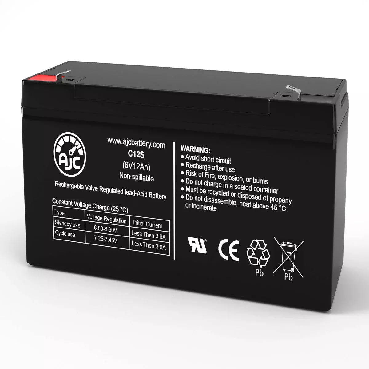 AJC Battery Compatible with Dyna Ray DR592 6V 12Ah Emergency Light Battery