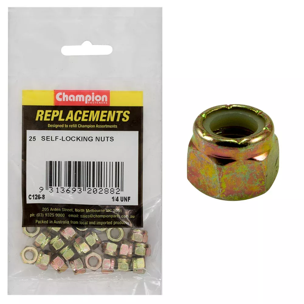Champion Hex Nuts - Self Locking - Nylon Insert - 1… | Industrial Shed