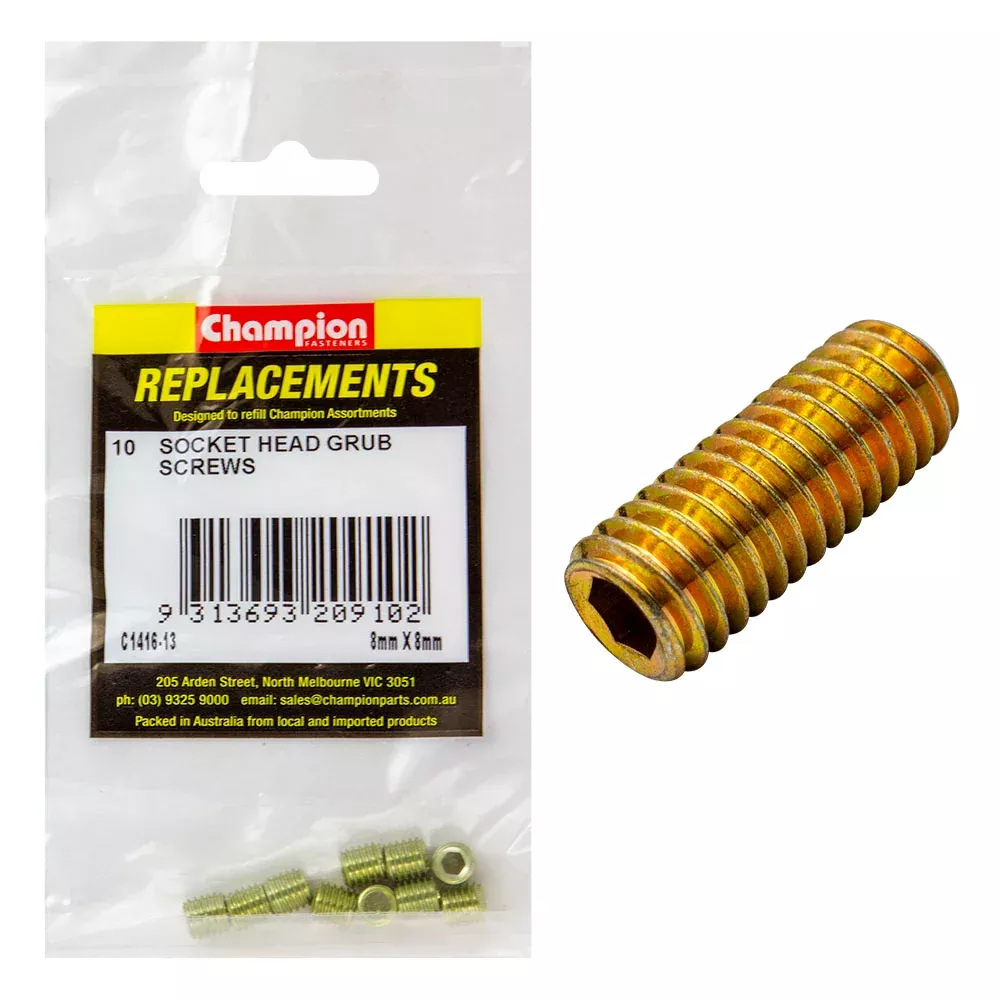 Champion Socket Grub Screws - M8 x 8 mm | Industrial Shed
