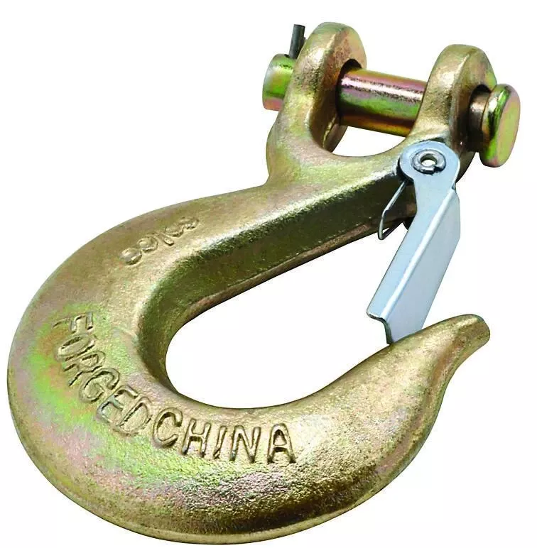 Clevis Hook With Latch, Forged Steel, 3/8 In.