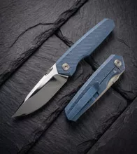 (Coming in August) Vanguard Bastion Folding Knife Blue Titanium Handle Super Polished Vanax Blade