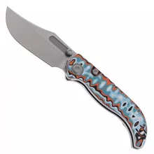 (Cracked Scales) Vosteed Naga Folding Knife Canyon Current Bamboo Micarta Handle S35VN Clip Point Plain Edge Stonewash Finish A3908