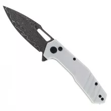 Critical Strike Rowdy Folding Knife White G10 Handle Damascus Drop Point Plain Edge B508-WHTM