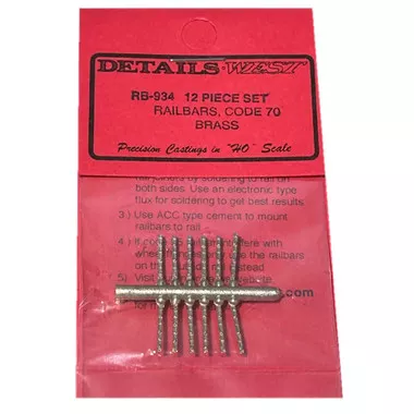 Details West RB-934 Railbars Code 704 & 6-Bolt (12) Brass HO Scale