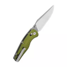 (Dirty) Open Box/Returned QSP Reptile Folding Knife OD Green Aluminium Handle 14C28N Clip Point Plain Edge QS165-B1
