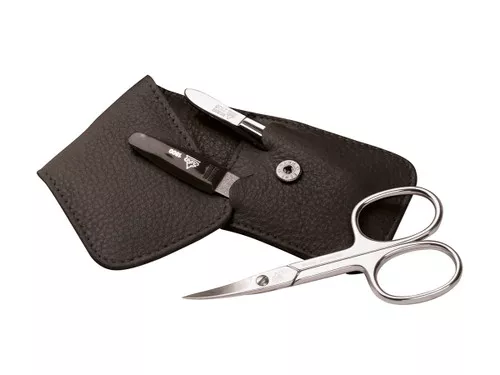 Erbe Soft Case 3pc Manicure Set Carbon Nickel Plated Black (9018)