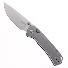 (Exclusive) Kizer T1 BD Folding Knife Textured Titanium Handle Nitro-V Drop Point Plain Edge Satin Finish V3490.2BE1