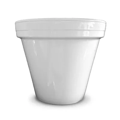 Flower Pot, White Ceramic, 8.5 X 7.5-in.