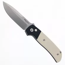 (From Collection)Pro Tech Knives Terzuola ATCF Automatic Folding Knife Tuxedo Black Handle Ivory Micarta Handle Magnacut Blade BT2751