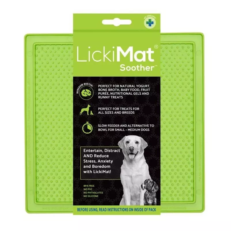 LickiMat Soother Green Rubber Slow Feeder For Dogs