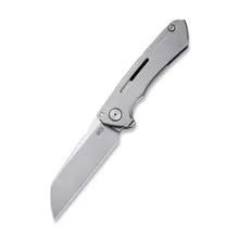 (Mark on Blade) Open Box/Returned WE Knife Mini Buster Frame Lock Knife Gray Ti Handle Plain 20CV Bead Blast Blade 2003A