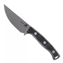 Microtech Akris Fixed Blade Knife Milled Black G10 Handle M390MK Stonewashed Drop Point Blade 95-10BK-6