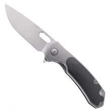 (No Box) Maxace Balance 10th Anniversary Folding Knife Gray Titanium Handle with Zirconium Inlay 3.54" M390 Satin Blade MM32-1-B