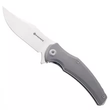 (No Box - Scratched) Maxace Orion Folding Knife Gray Titanium Handle Magnacut Plain Edge M23A