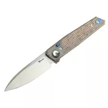 (Open Box) Returned Reate PL-6 Folding Knife Red/Black Micarta Handle Nitro-V Plain Edge Belt Satin Finish
