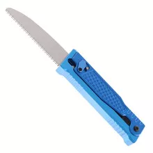 Reate Exo Performance Gravity Knife Blue Diamond Pattern Double Blade Nitro-V Stonewashed Plain Edge Satin Serrated