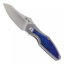 (Scratches) Open Box/Returned Kansept Baba Yaga Folding Knife Beadblast Titanium/Timascus Handle 20CV Plain Edge Satin Finish K1074A7