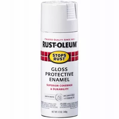 Stops Rust Protective Enamel Spray Paint, Gloss Arctic White, 12-oz.