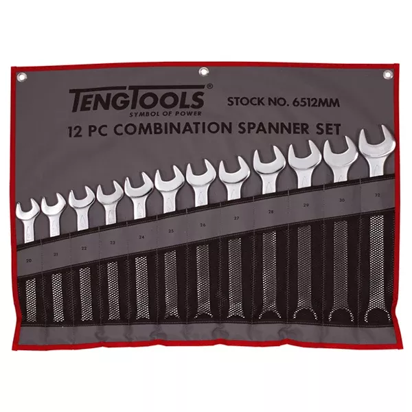 Teng Combination Spanner Set W/Wallet - Metric - 12Pce - TE-6512MM