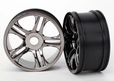 Traxxas 6478 Wheels Split Spoke Black Chrome Front XO-1 (2)