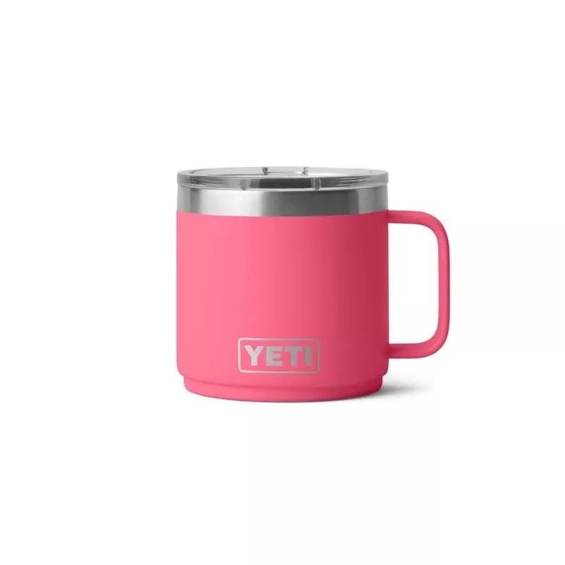 YETI Rambler 14‑oz Tropical Pink Ceramic‑Lined Stackable Mug With MagSlider Lid – BPA‑Free Stainless Steel