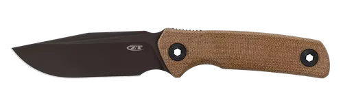 Zero Tolerance 0004 Fixed Blade - 4.2" Dark Bronze Cerakote Finish CPM-Cruwear Blade - Natural Canvas Micarta Scales - Brown Leather Sheath