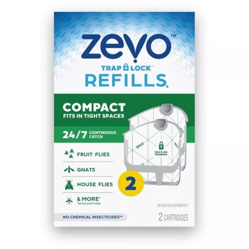 Zevo Sweet‑Scented Clear Insect Trap Refill – Compact Cartridge (2 Pack)